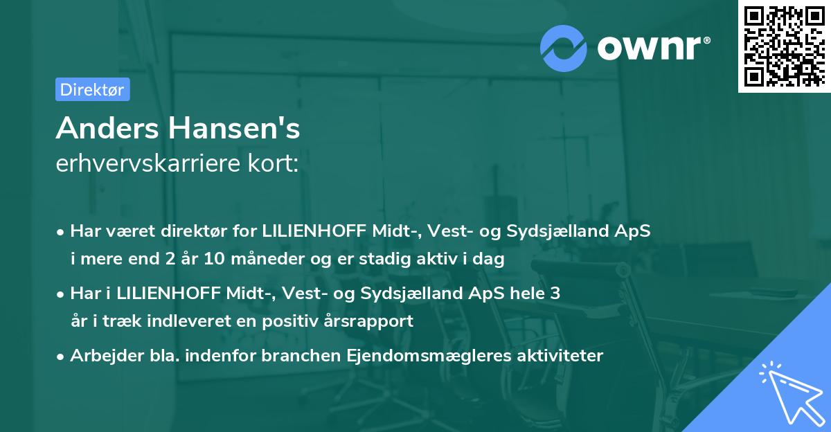 Anders Hansen's erhvervskarriere kort