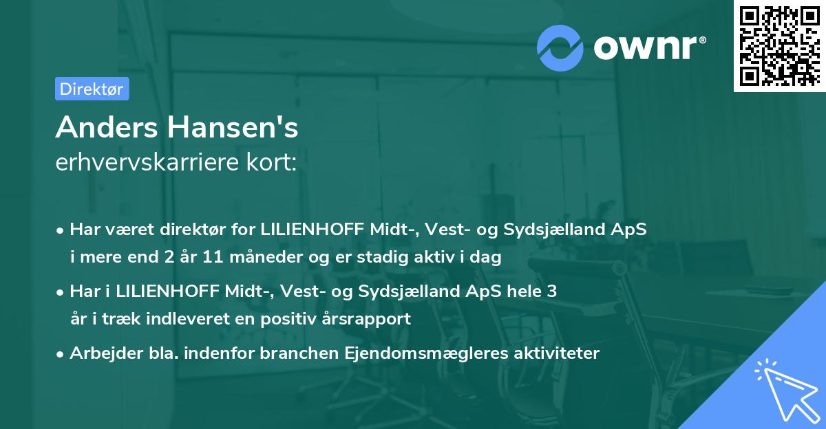 Anders Hansen's erhvervskarriere kort