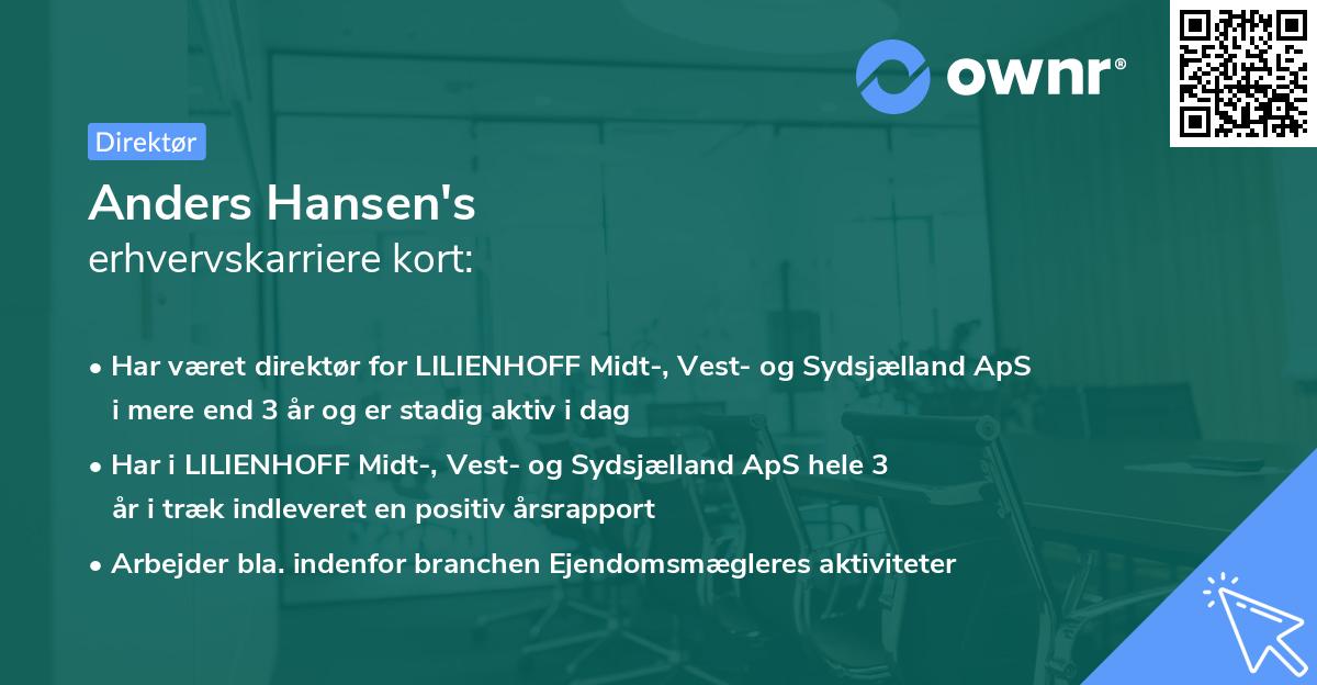 Anders Hansen's erhvervskarriere kort