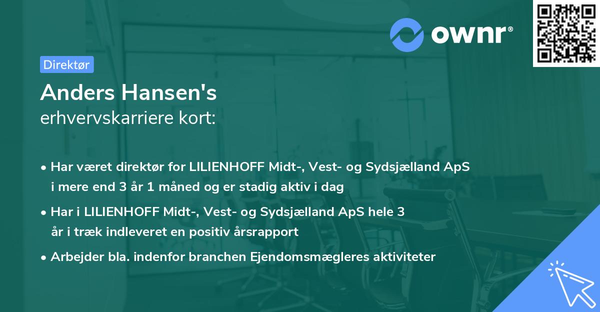 Anders Hansen's erhvervskarriere kort