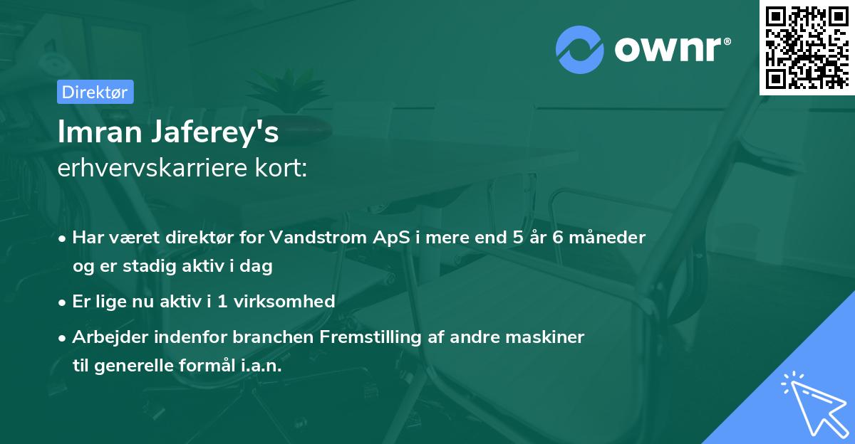 Imran Jaferey's erhvervskarriere kort