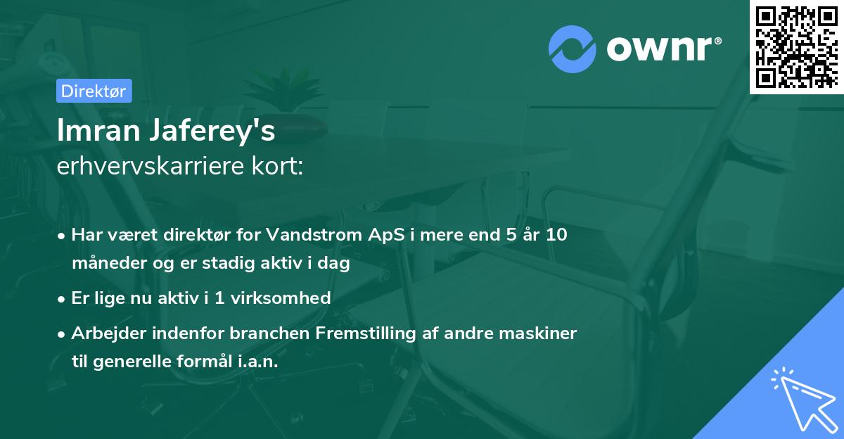 Imran Jaferey's erhvervskarriere kort