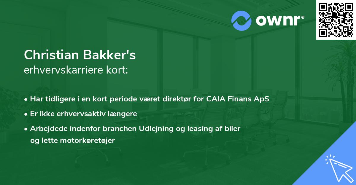 Christian Bakker's erhvervskarriere kort