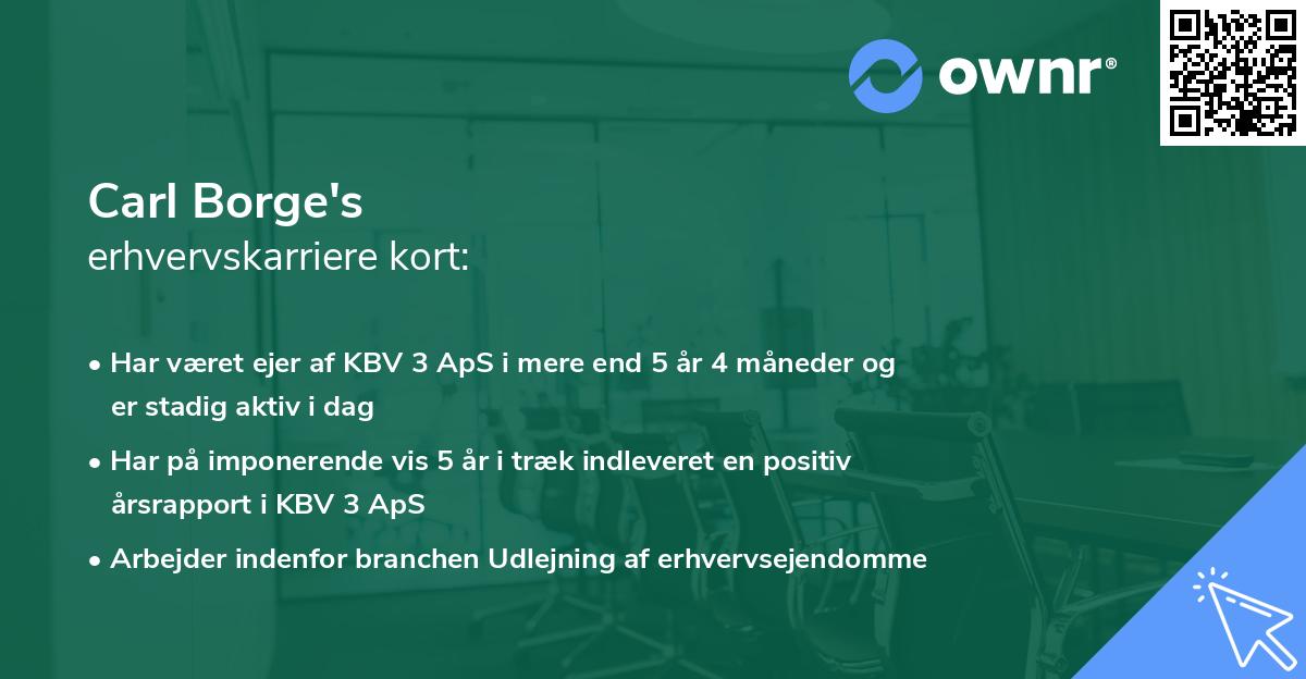Carl Borge's erhvervskarriere kort
