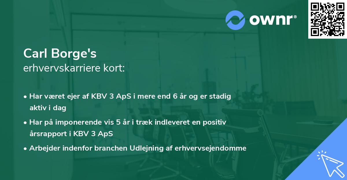 Carl Borge's erhvervskarriere kort