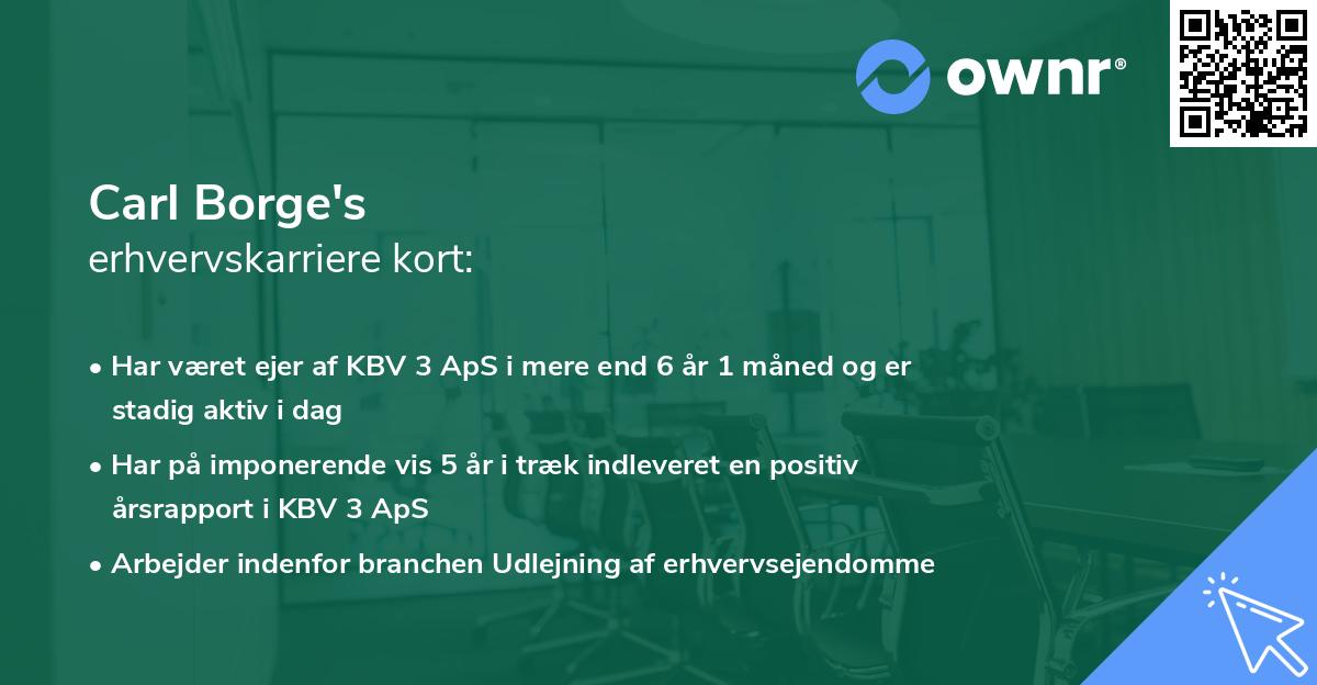 Carl Borge's erhvervskarriere kort