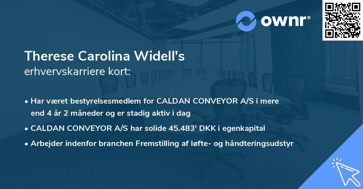 Therese Carolina Widell's erhvervskarriere kort