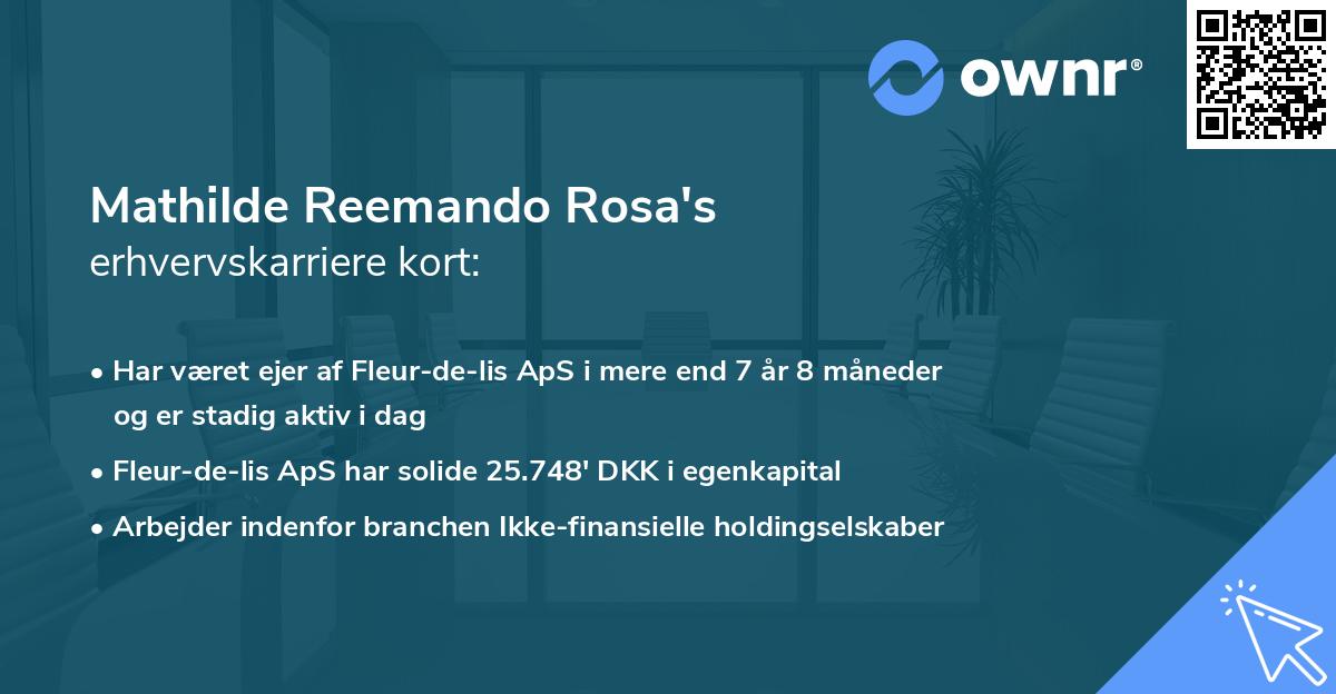 Mathilde Reemando Rosa's erhvervskarriere kort