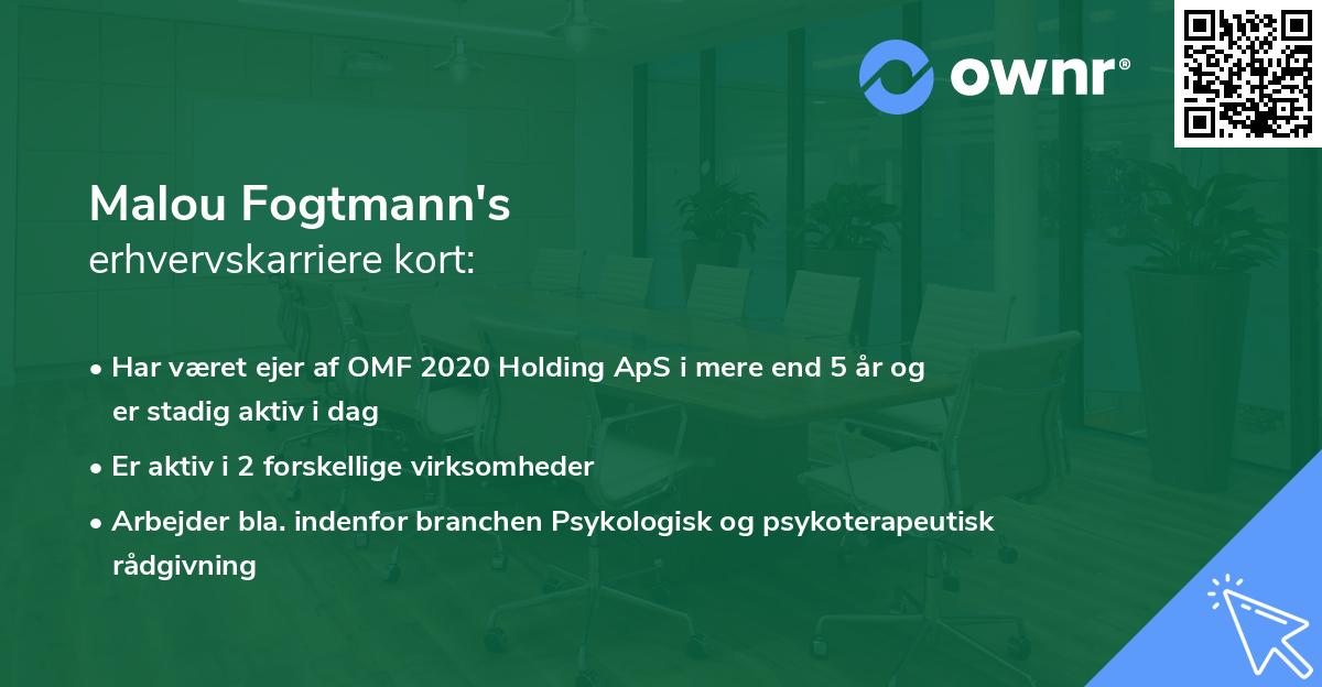 Malou Fogtmann's erhvervskarriere kort