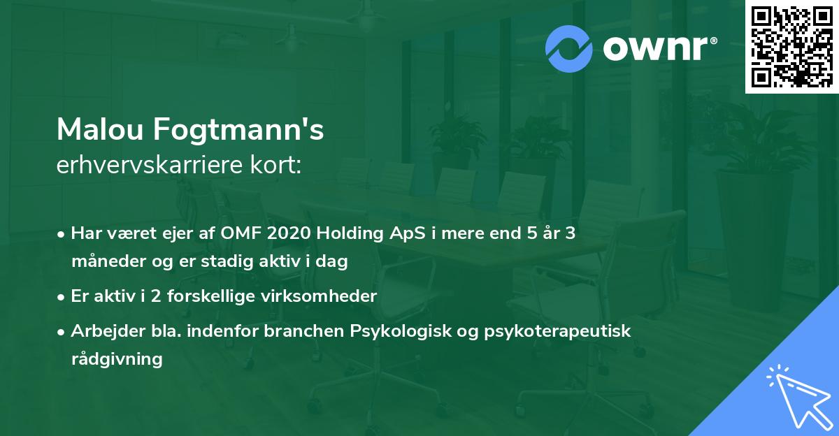 Malou Fogtmann's erhvervskarriere kort