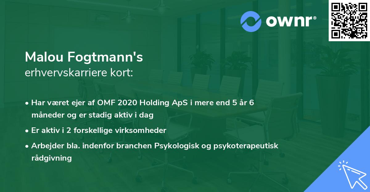 Malou Fogtmann's erhvervskarriere kort