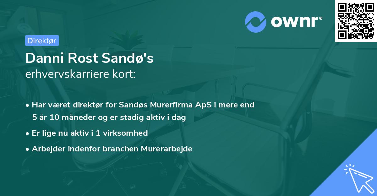 Danni Rost Sandø's erhvervskarriere kort