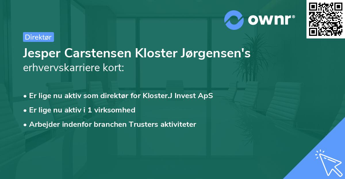Jesper Carstensen Kloster Jørgensen's erhvervskarriere kort