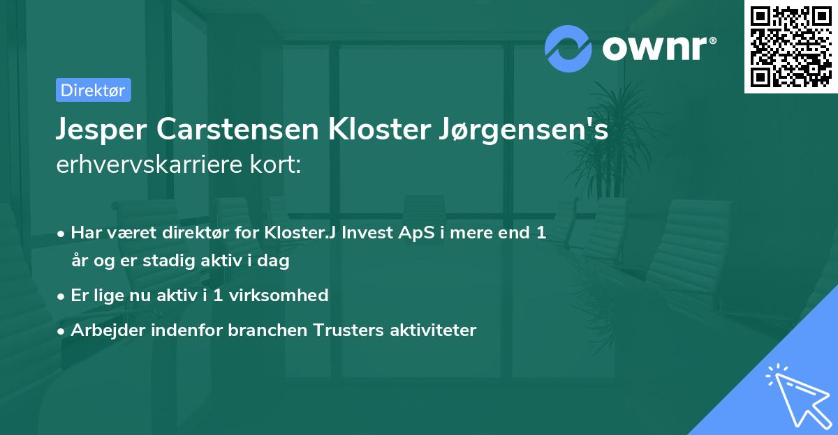 Jesper Carstensen Kloster Jørgensen's erhvervskarriere kort