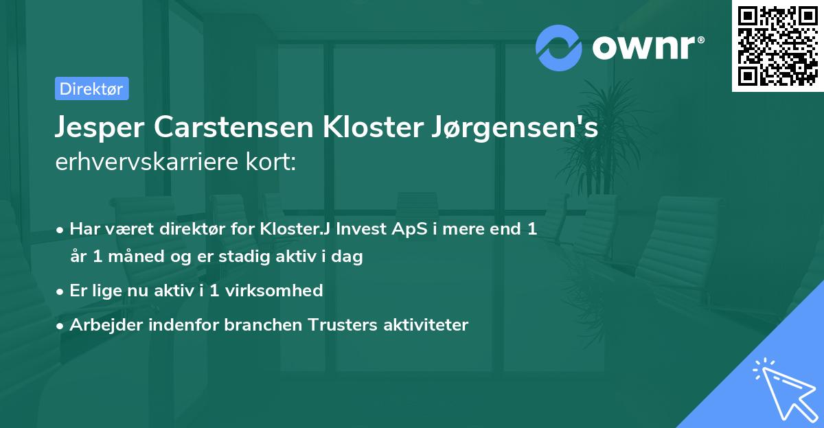 Jesper Carstensen Kloster Jørgensen's erhvervskarriere kort