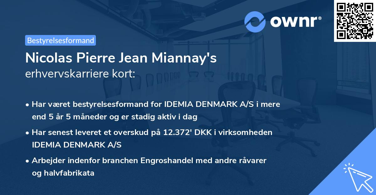 Nicolas Pierre Jean Miannay's erhvervskarriere kort