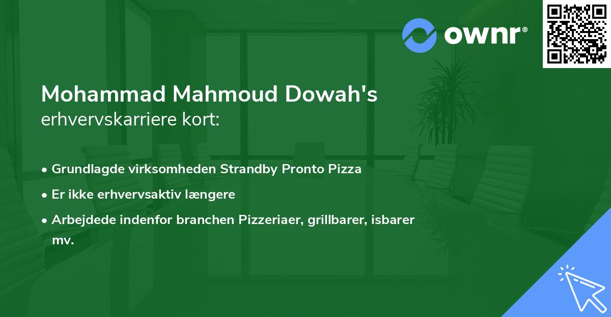 Mohammad Mahmoud Dowah's erhvervskarriere kort