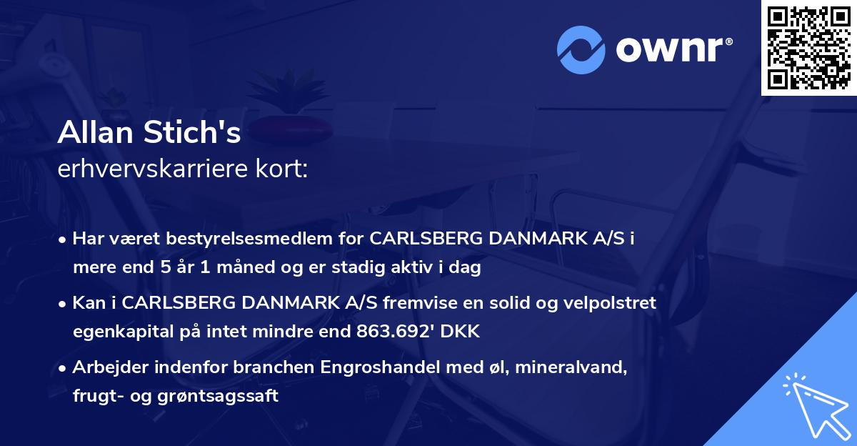 Allan Stich's erhvervskarriere kort
