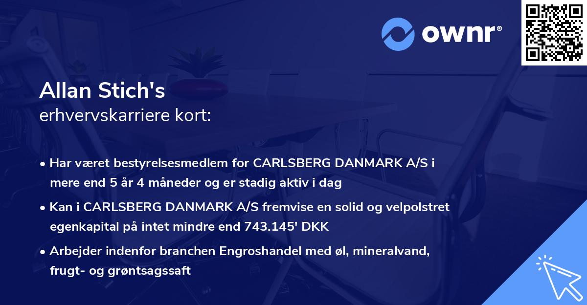 Allan Stich's erhvervskarriere kort