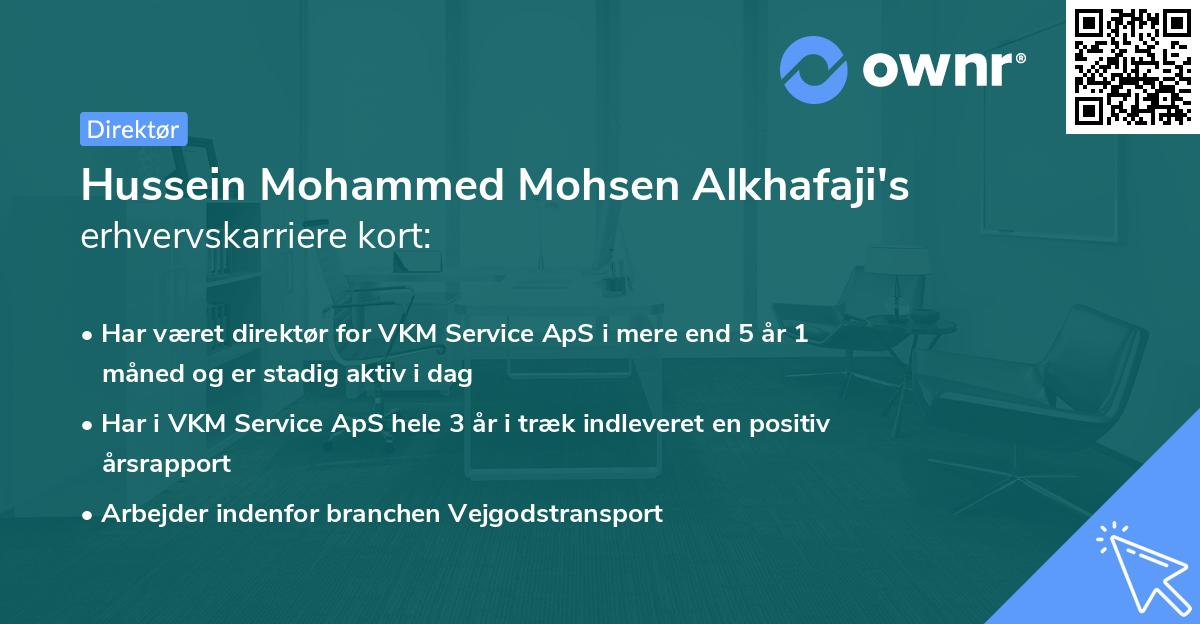 Hussein Mohammed Mohsen Alkhafaji's erhvervskarriere kort