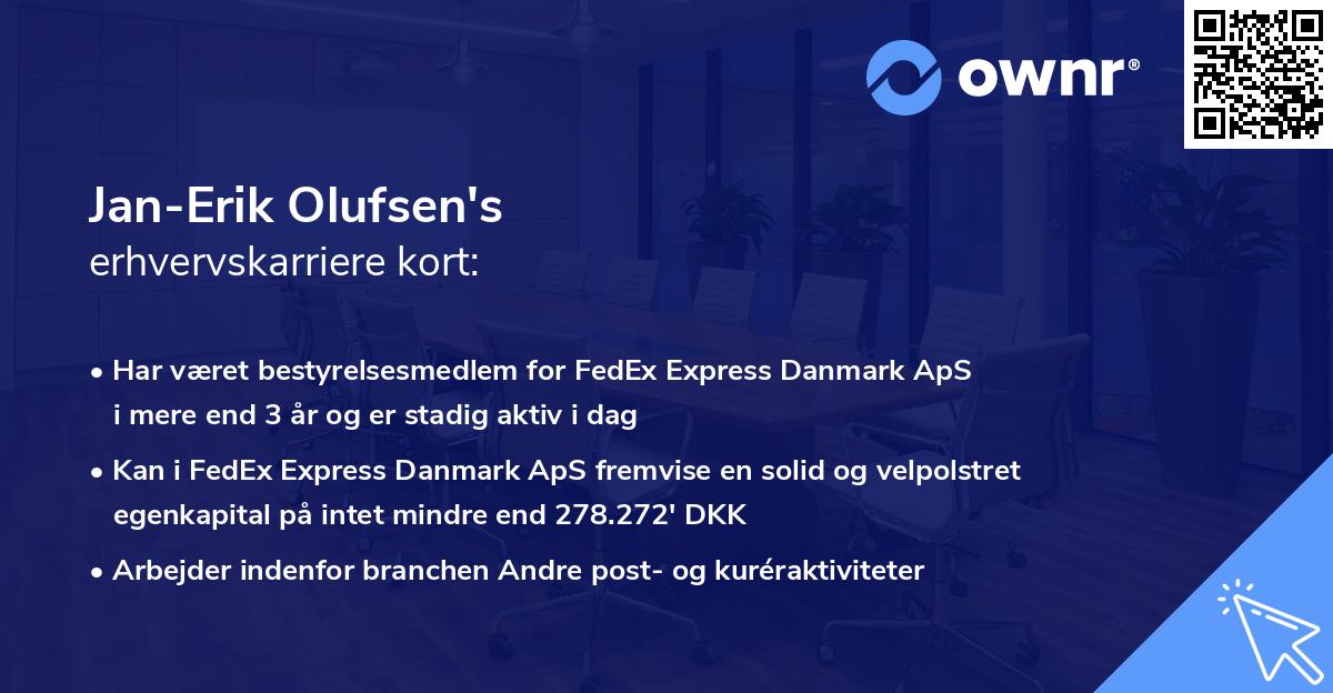 Jan-Erik Olufsen's erhvervskarriere kort