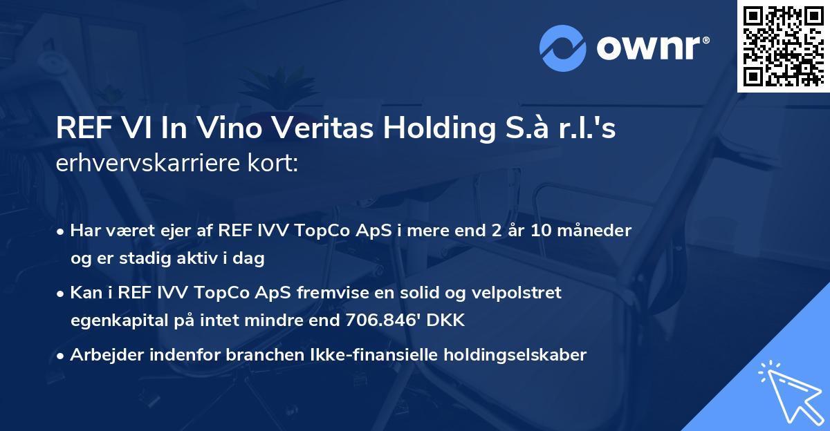 REF VI In Vino Veritas Holding S.à r.l.'s erhvervskarriere kort