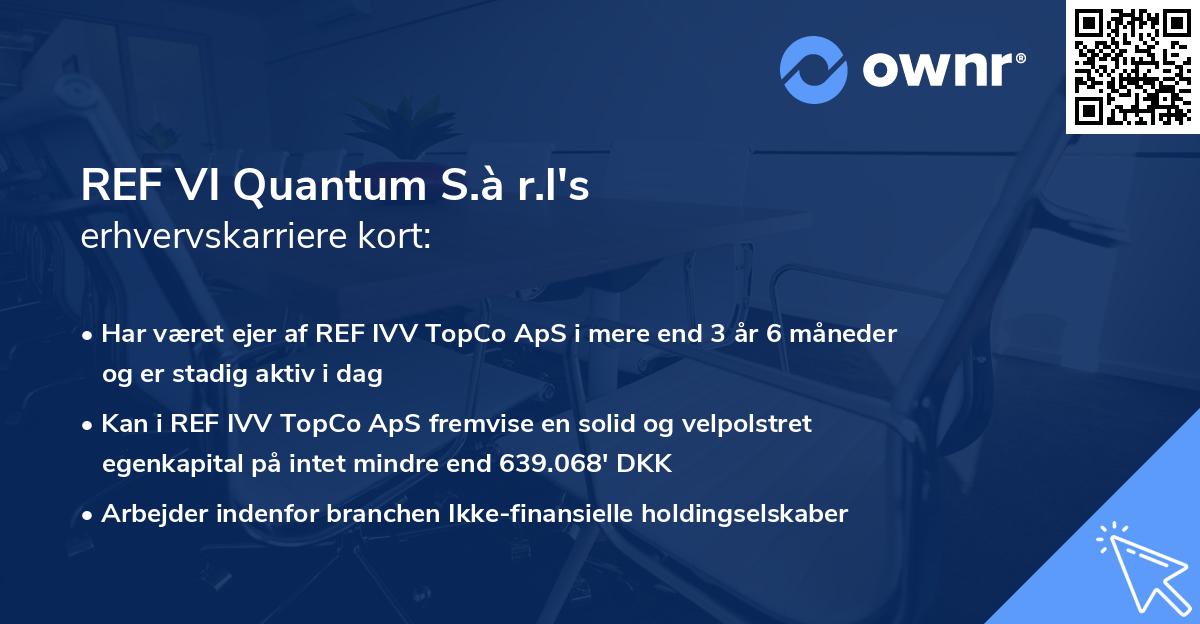 REF VI Quantum S.à r.l's erhvervskarriere kort