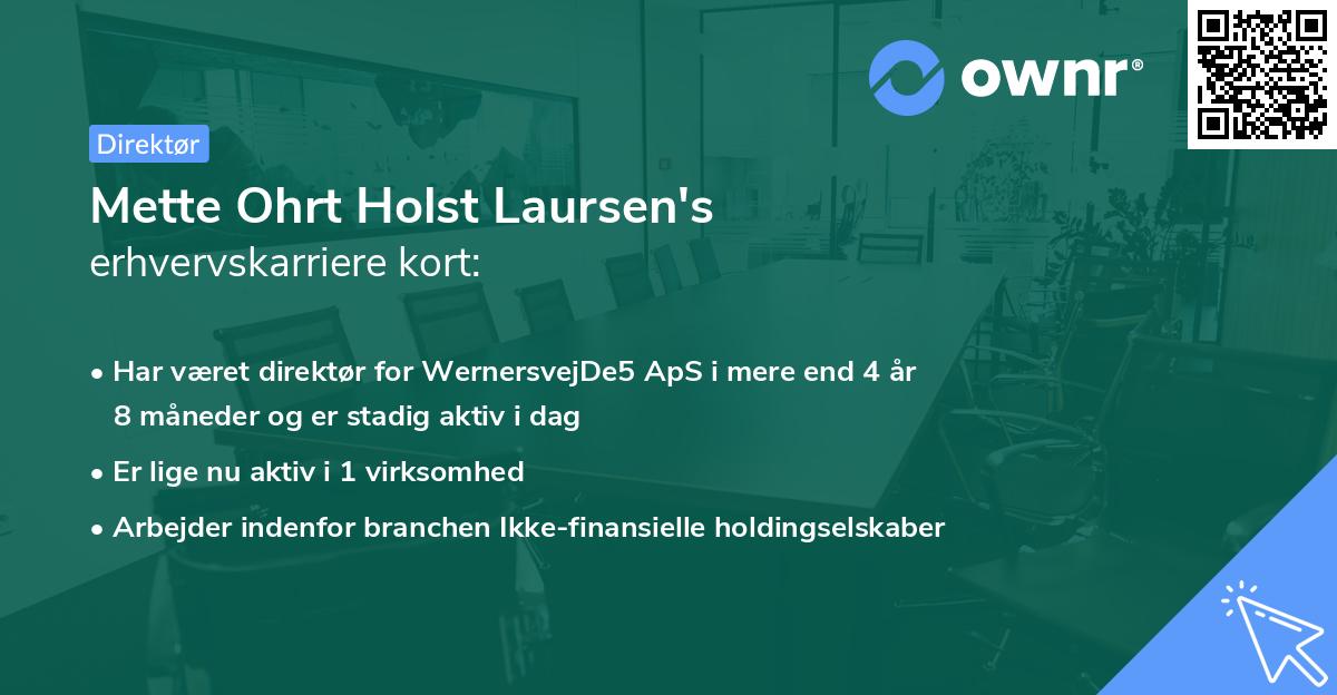 Mette Ohrt Holst Laursen's erhvervskarriere kort
