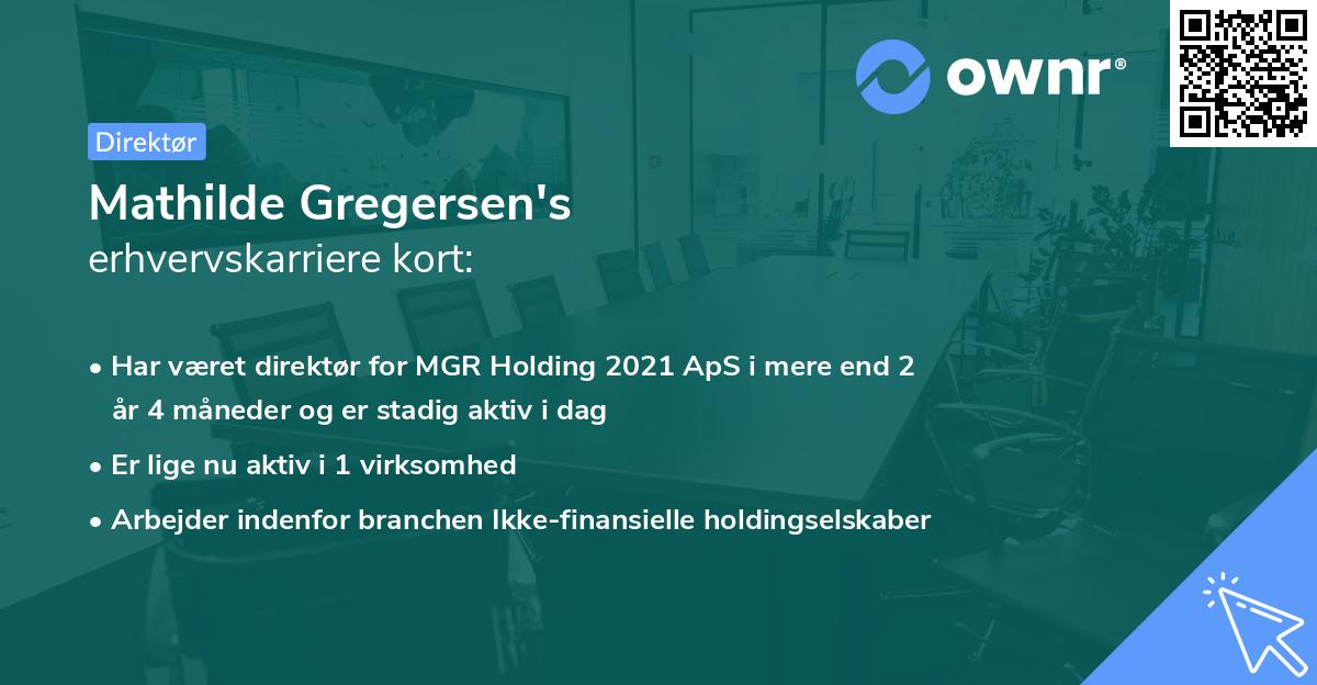 Mathilde Gregersen's erhvervskarriere kort
