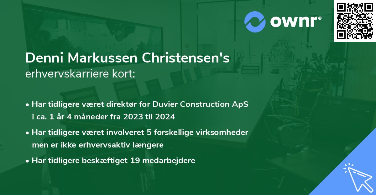 Denni Markussen Christensen's erhvervskarriere kort