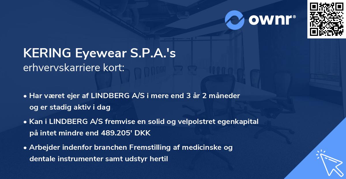 KERING Eyewear S.P.A.'s erhvervskarriere kort