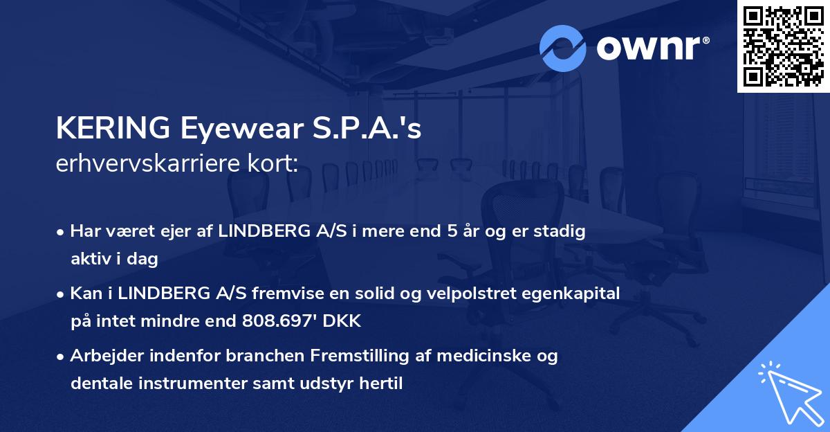 KERING Eyewear S.P.A.'s erhvervskarriere kort