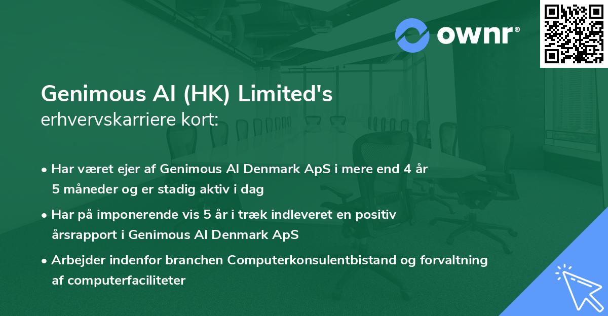 Genimous AI (HK) Limited's erhvervskarriere kort