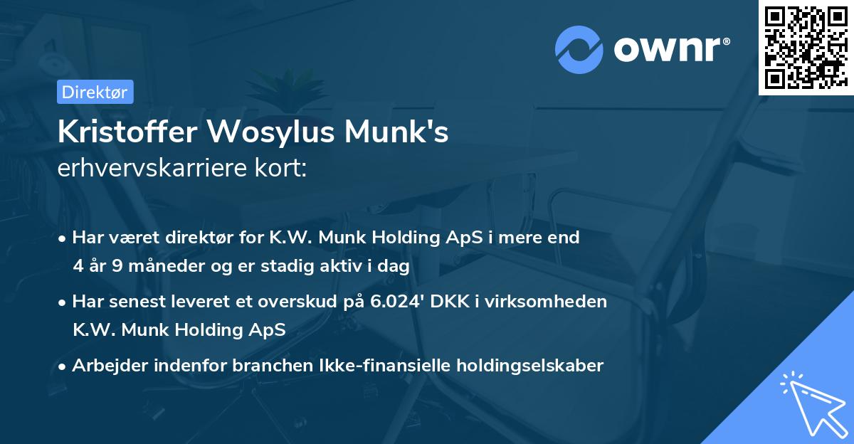 Kristoffer Wosylus Munk's erhvervskarriere kort