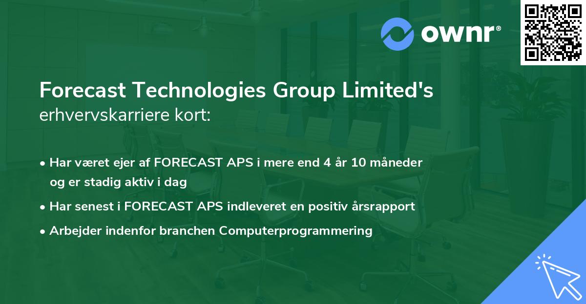 Forecast Technologies Group Limited's erhvervskarriere kort