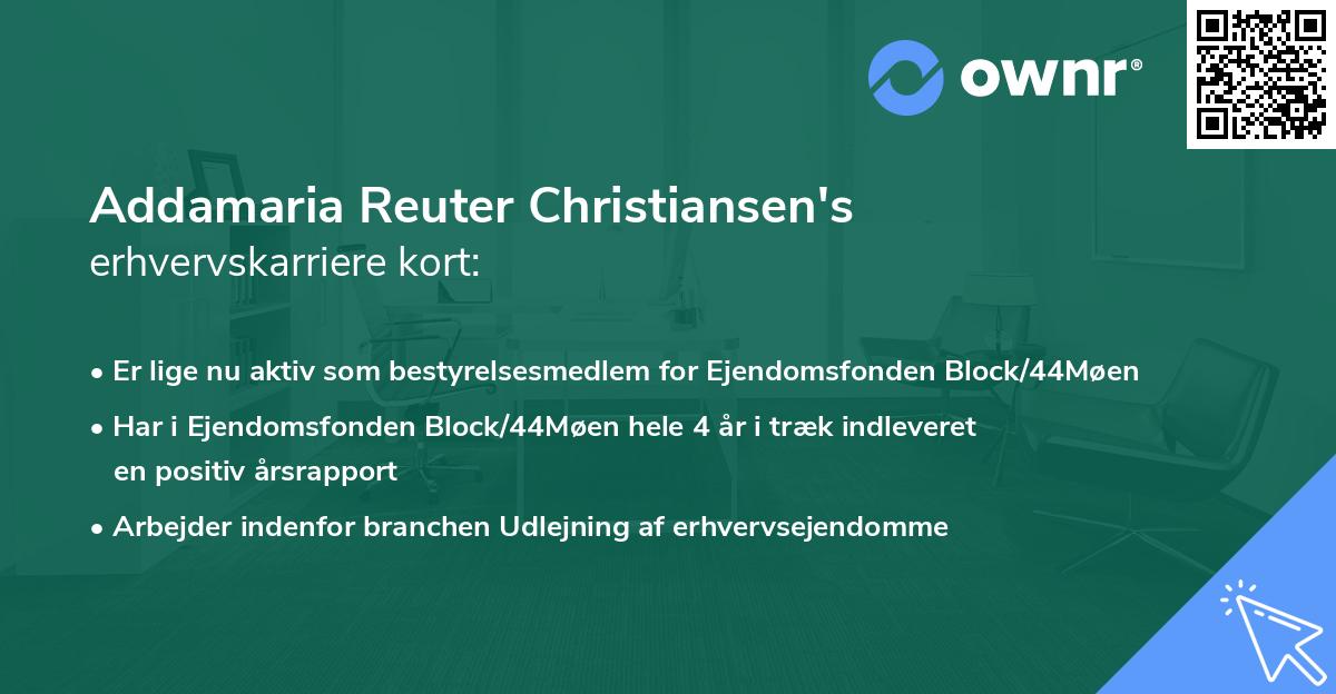 Addamaria Reuter Christiansen's erhvervskarriere kort