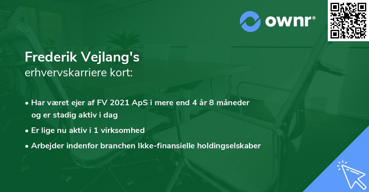 Frederik Vejlang's erhvervskarriere kort