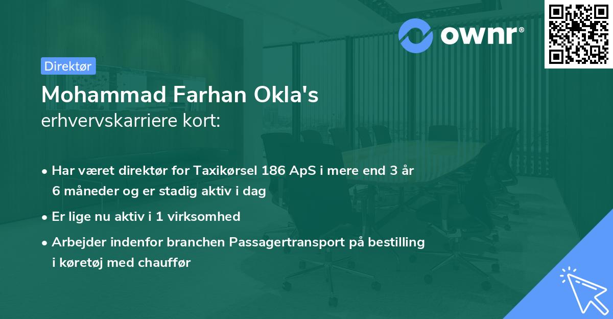 Mohammad Farhan Okla's erhvervskarriere kort