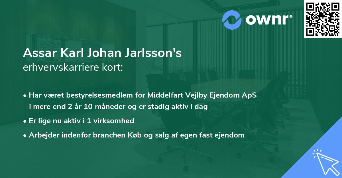 Assar Karl Johan Jarlsson's erhvervskarriere kort