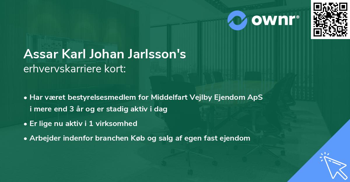 Assar Karl Johan Jarlsson's erhvervskarriere kort