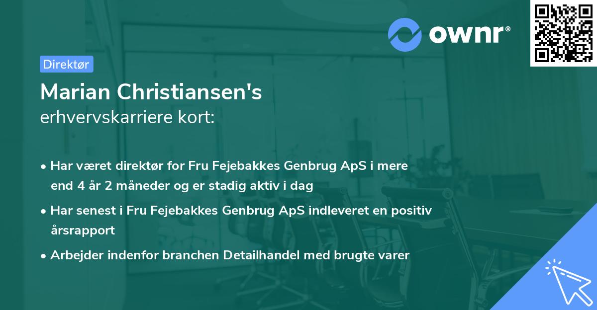 Marian Christiansen's erhvervskarriere kort