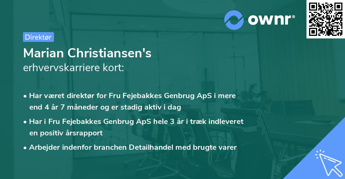 Marian Christiansen's erhvervskarriere kort