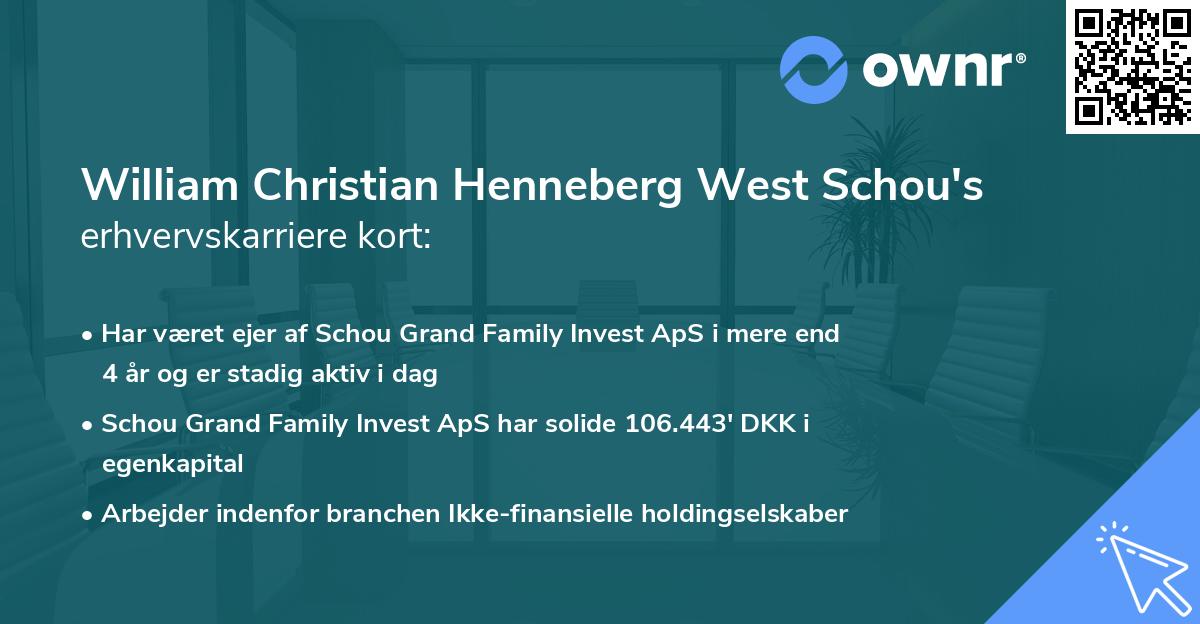 William Christian Henneberg West Schou's erhvervskarriere kort