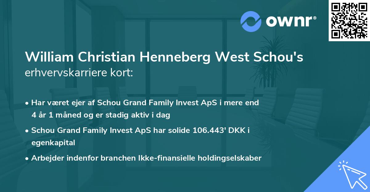 William Christian Henneberg West Schou's erhvervskarriere kort