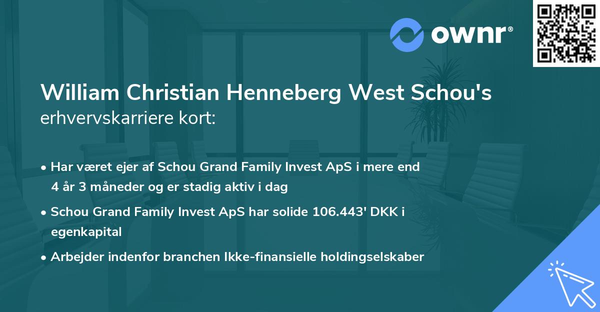William Christian Henneberg West Schou's erhvervskarriere kort