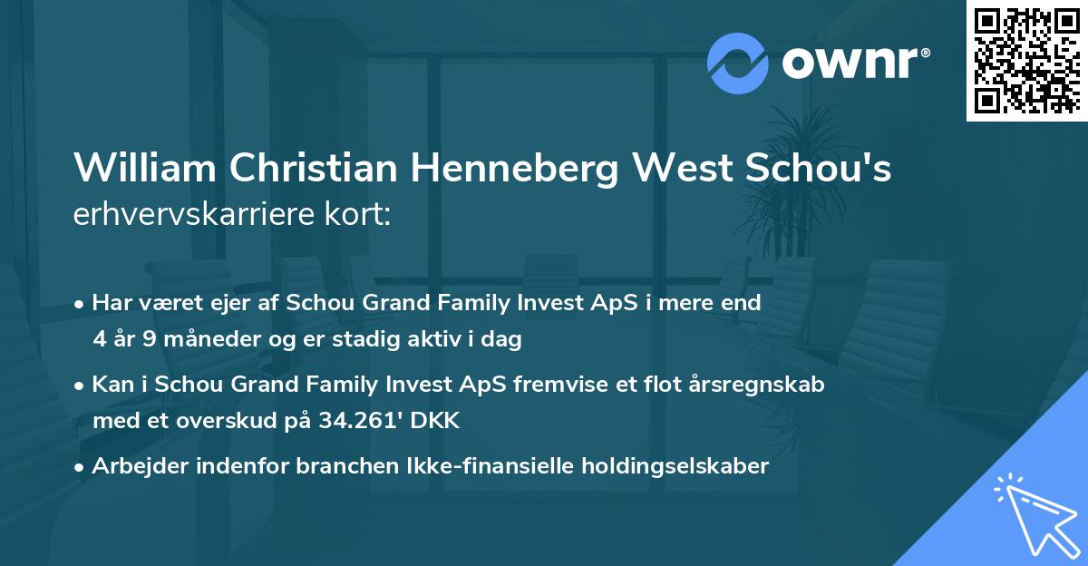 William Christian Henneberg West Schou's erhvervskarriere kort