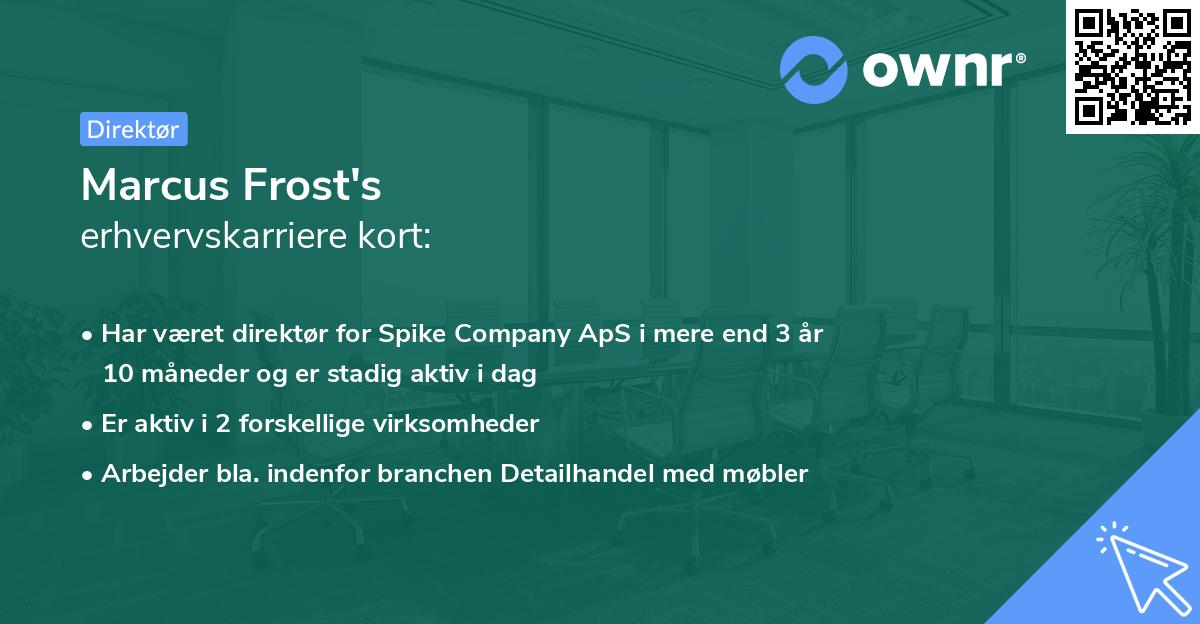 Marcus Frost's erhvervskarriere kort