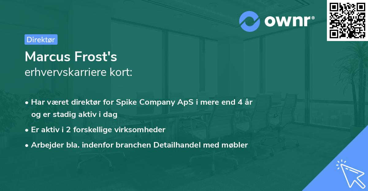 Marcus Frost's erhvervskarriere kort