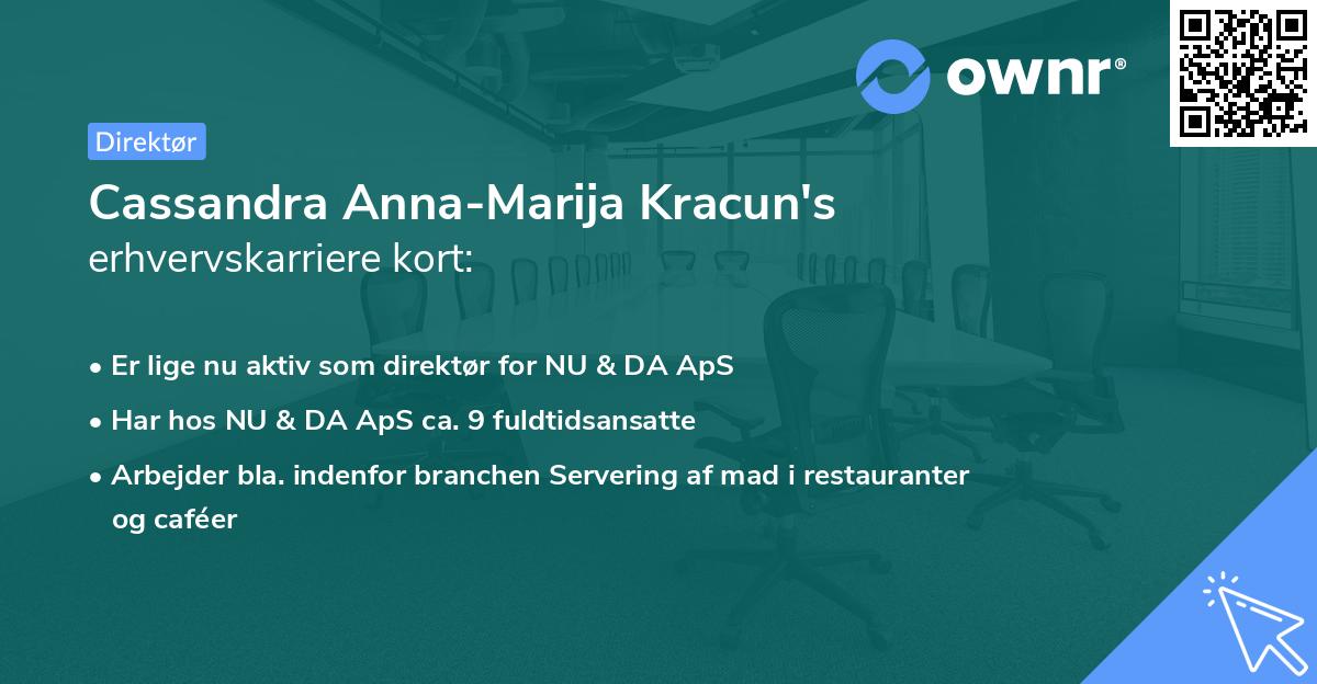 Cassandra Anna-Marija Kracun's erhvervskarriere kort