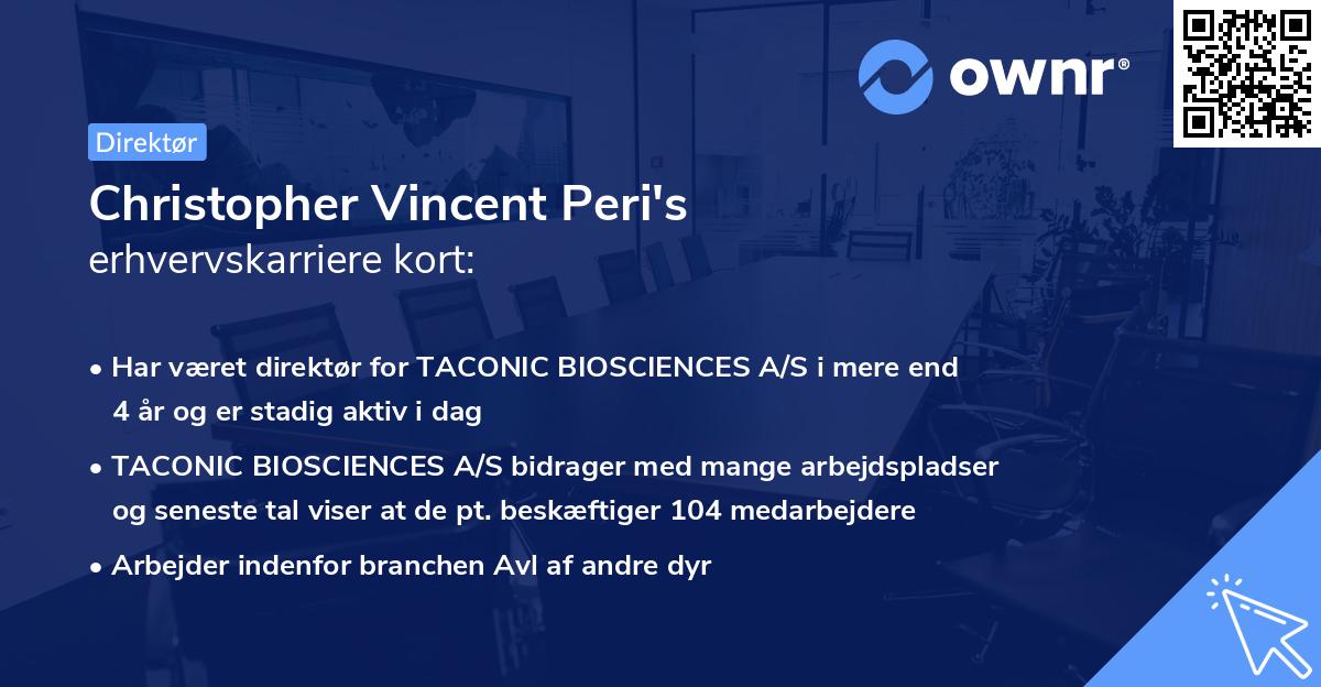 Christopher Vincent Peri's erhvervskarriere kort
